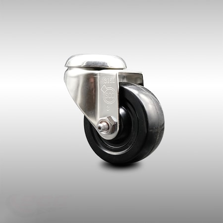 Service Caster 3 Inch 316SS Soft Rubber Wheel Swivel Bolt Hole Caster SCC-SS316BH20S314-SRS